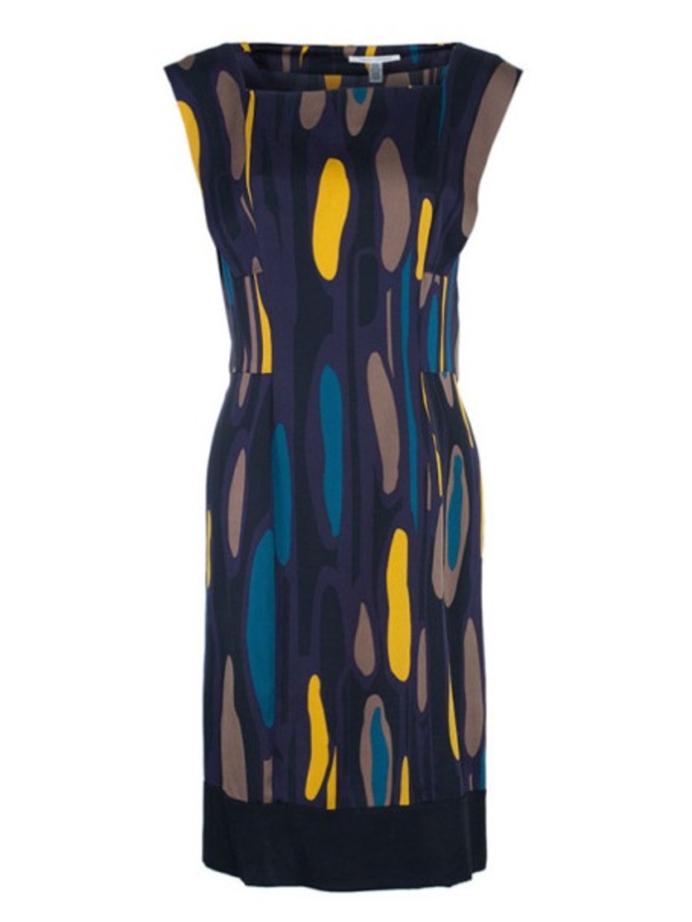 Diane Von Furstenberg Silk Abstract Print Cap-Sleeve Sheath Dress